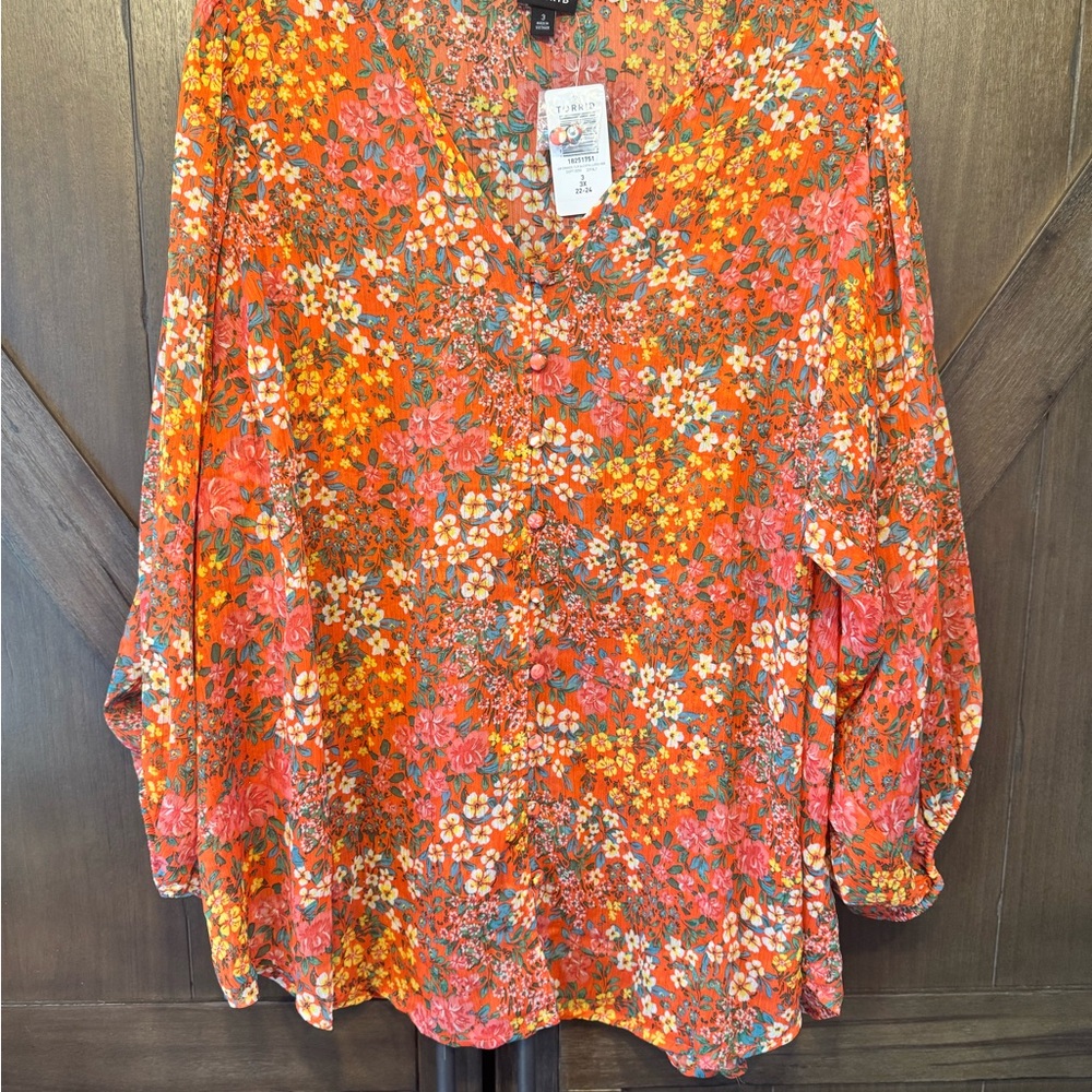 Torrid Orange Floral Blouse
